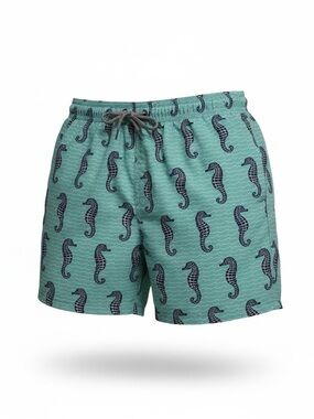 Rainforest Men Mint Green Seahorse Print Swim Trunks